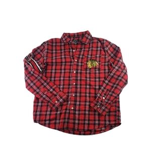 NHL Chicago Blackhawks Red Flannel Shirt Mens Size L